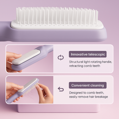 Jetra 4-in-1 Self-Cleaning Hair Brush