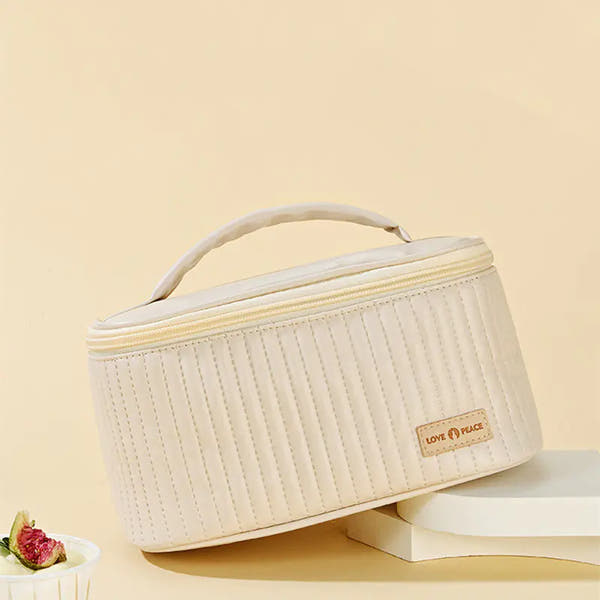 Korean Style Women's Large PU Leather Makeup Bag